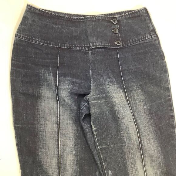 Womens Laura Ganetti Italy Jeans Stretch Pants  Size 38 Denim Flared Zip Buttons - Picture 2 of 6